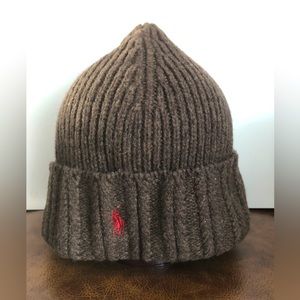 Polo Ralph Lauren men’s winter hat. Brown with brim.  100% lambs wool. OS